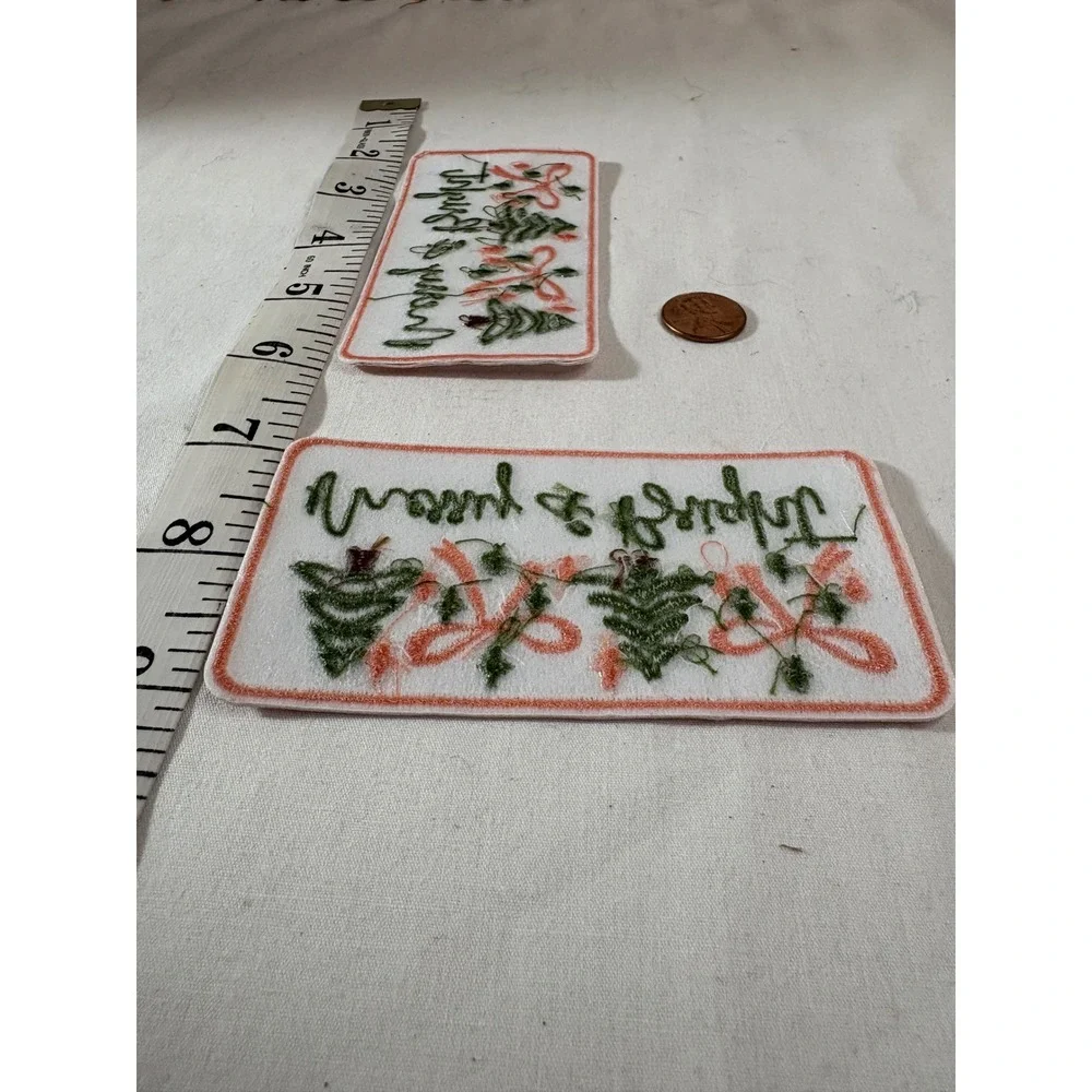 Merry &‎ Bright Christmas Iron On Patch Embroidered Holiday Trees Bows